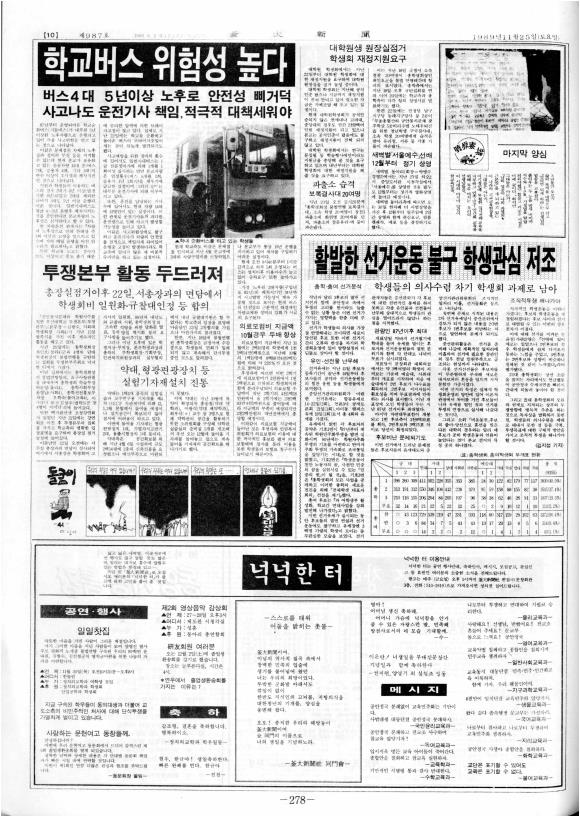 학교버스 위험성 높다 - 버스 4대 5년이상 노후로 안전성 삐거덕